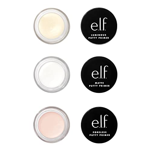 e.l.f. Putty Primer Trio | Includes Poreless Putty, Matte Putty & Luminous Putty | Travel Size | 0.14 Oz (4g) each