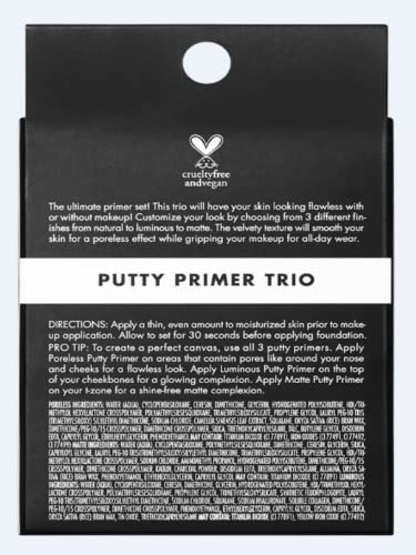 e.l.f. Putty Primer Trio | Includes Poreless Putty, Matte Putty & Luminous Putty | Travel Size | 0.14 Oz (4g) each