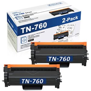 molimer tn760 high yield tn 760 tn-760 toner cartridge compatible mfc-l2710dw replacement for brother tn760 toner cartridge with mfc-l2710dw dcp-l2550dw hl-l2350dw l2395dw printer, 2-pack, black