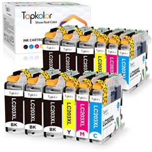 topkolor lc203xl lc201xl compatible ink cartridge replacement for brother lc203 lc201 xl to use with mfc-j480dw mfc-j880dw mfc-j4420dw mfc-j680dw mfc-j885dw printers, 12pack