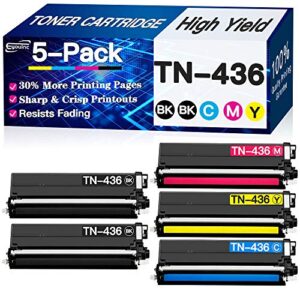 eyouinc compatible toner cartridges replacement for brother tn436 tn-436 tn433 tn-433 toners use for brother hl-l8360cdw hl-l9310cdw mfc-l8900cdw mfc-l9570cdw printer (2xbk/c/m/y, 5-pack)
