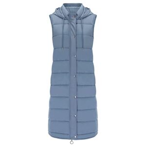 Winter Coats for Women Waterproof, Coats for Women, Oversized Vest for Women Outdoor Coats with Hood Long Puffer Vest Warm Jacket Blue