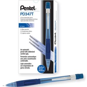 Pentel Quicker Clicker Automatic Pencil, 0.7mm Lead Size, Transparent Blue Barrel, Box of 12 (PD347TC)