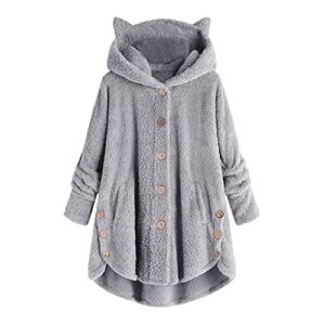winter coats for women 2022, womens winter coats, plus size winter coats for women warm shaggy fleece coat outwear faux fur outerwear gray