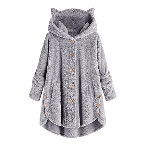 Winter Coats for Women 2022, Womens Winter Coats, Plus Size Winter Coats for Women Warm Shaggy Fleece Coat Outwear Faux Fur Outerwear Gray