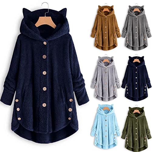 Winter Coats for Women 2022, Womens Winter Coats, Plus Size Winter Coats for Women Warm Shaggy Fleece Coat Outwear Faux Fur Outerwear Gray