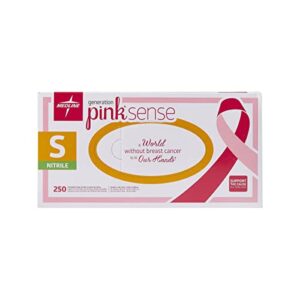 medline generation pink sense exam gloves, powder-free nitrile, small, box of 250