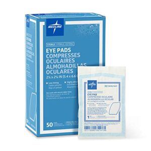 medline eye pad, sterile, soft, non woven, absorbent, reduced linting, large, 2 1/8″ x 2 5/8″ (pack of 50)