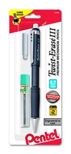 pentel twist-erase iii mechanical pencil with lead and eraser refills (qe517lebp)