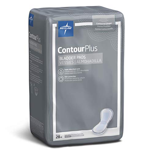 Medline ContourPlus Bladder Control Incontinence Pads, Moderate Absorbency, 5.5" x 10.5", 28 Count (Pack of 12)