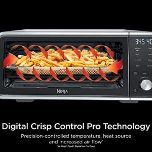 Ninja SP201 Digital Air Fry Pro Countertop 8-in-1 Oven with Extended Height, XL Capacity, Flip Up & Away Capability for Storage Space, with Air Fry Basket, Wire Rack & Crumb Tray, Silver