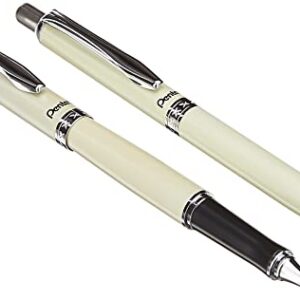 Pentel Libretto Roller Gel Pen and Pencil Set with Gift Box, Pen 0.7mm and Pencil 0.5mm, Cream Barrels (K6A8W-A)