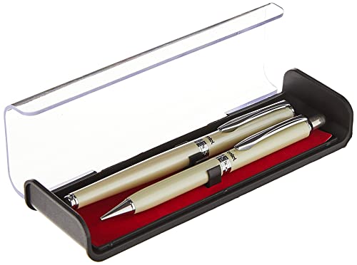 Pentel Libretto Roller Gel Pen and Pencil Set with Gift Box, Pen 0.7mm and Pencil 0.5mm, Cream Barrels (K6A8W-A)