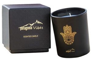 patagonia vibes candle in matte glass luxury box gift aromatherapy relaxing meditation gift home & decoration all natural soy wax no smoke 40 hour burn 100% cotton wix black matte