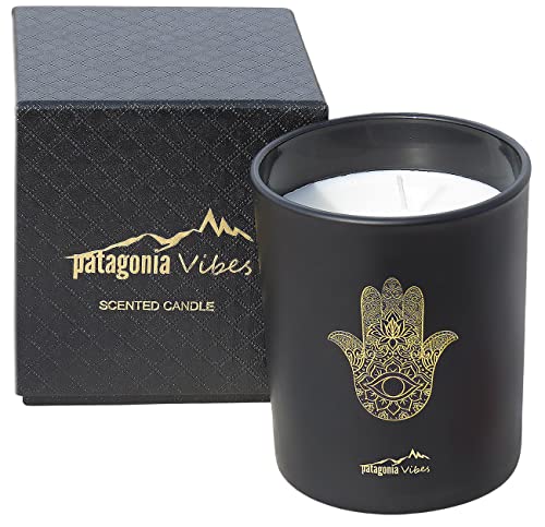 Patagonia Vibes Candle in Matte Glass Luxury Box Gift Aromatherapy Relaxing Meditation Gift Home & Decoration All Natural Soy Wax no Smoke 40 Hour Burn 100% Cotton wix Black Matte