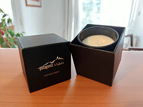 Patagonia Vibes Candle in Matte Glass Luxury Box Gift Aromatherapy Relaxing Meditation Gift Home & Decoration All Natural Soy Wax no Smoke 40 Hour Burn 100% Cotton wix Black Matte