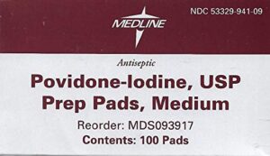 medline pad, prep, povidone/iodine, medium (pack of 100)