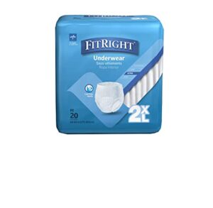 fitright adult incontinence underwear, heavy absorbency, xx-large, 68-80 (20 count)