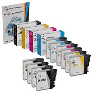 ld products compatible ink cartridge replacement for brother lc61 series (4 black, 2 cyan, 2 magenta, 2 yellow, 10-pack)