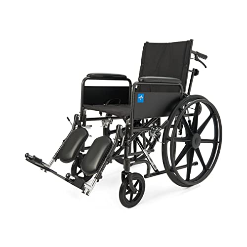 Medline Reclining Wheelchair, Desk-Length Arms and Elevating Leg Rests, 20" x 18" Seat (W x D)