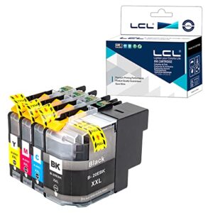 lcl compatible ink cartridge replacement for brother lc20e lc20ebk lc20ec lc20em lc20ey xxl mfc-j5920dw mfc-j985dw mfc-j775dw (4-pack black cyan magenta yellow)
