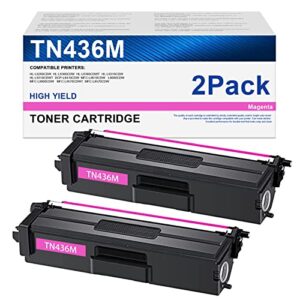 msotfun compatible tn-436 super high yield toner replacement for brother tn436 tn-436m hl-l8360 l9310 mfc-l8900 l9570 printer (2 pack, magenta)