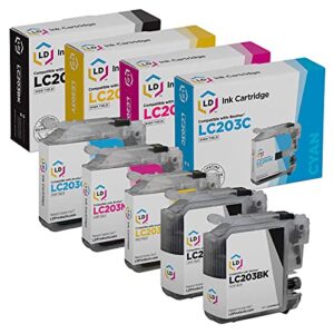 ld compatible ink cartridge replacement for brother lc203 high yield (2 black, 1 cyan, 1 magenta, 1 yellow, 5-pack)
