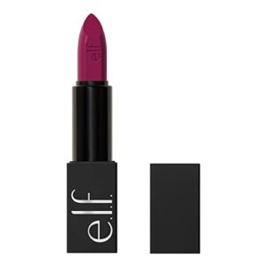 e.l.f. o face satin lipstick, richly pigmented, nourishing & long-lasting creamy lipstick, infused with jojoba, vegan & cruelty-free, untamed