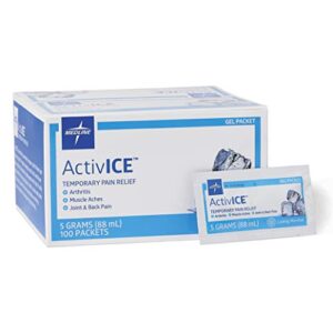 medline activice topical pain reliever gel, great for arthritis, muscle aches and back injuries, 5 grams – 100 packs