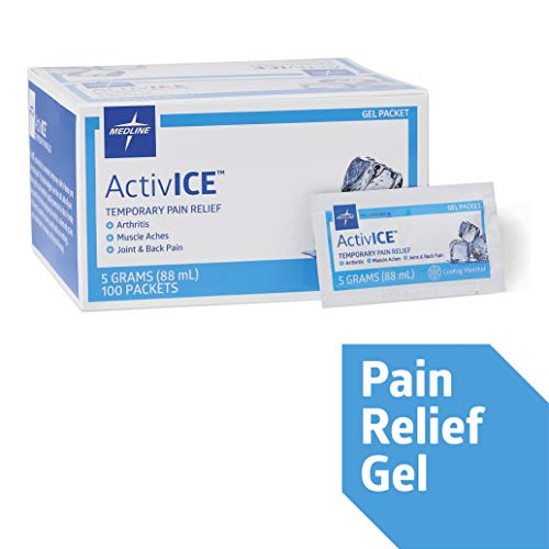 Medline ActivICE Topical Pain Reliever Gel, Great for Arthritis, Muscle Aches and Back Injuries, 5 Grams - 100 Packs