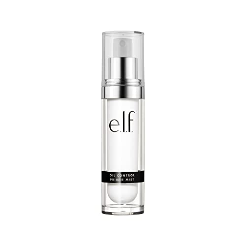 e.l.f, Oil Control Primer Mist, Water-Based, Mattifying, Lightweight, Hydrates, Preps, Balances Oil, Controls Shine, Enriched with Purified Water, Cucumber and Vitamin E, 1.01 Fl Oz