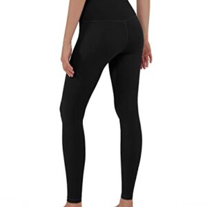 ODODOS Women's Cross Waist Yoga Leggings with Inner Pocket, Full Length Running Tights Sports Athletic Workout Legging Pants-Inseam 28", Black, Medium