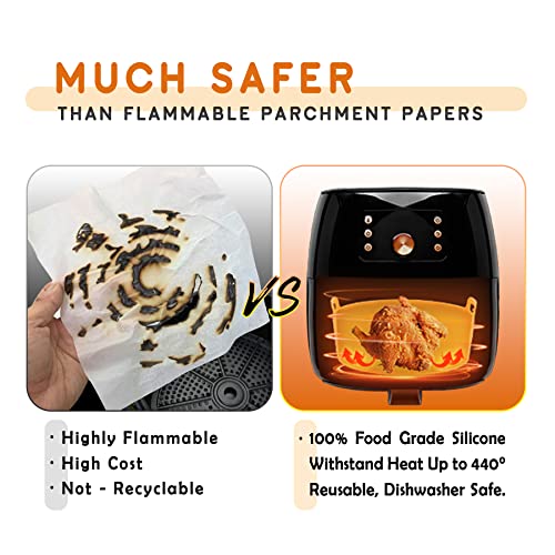 Air Fryer Silicone Liners,Foldable and Easy to Store 2 Pcs Rectangular Air Fryer Silicone Pot with Heat Proof Gloves for Ninja Foodi Dual DZ201/DZ401,Food Safe Reusable Air Fryer Accessories