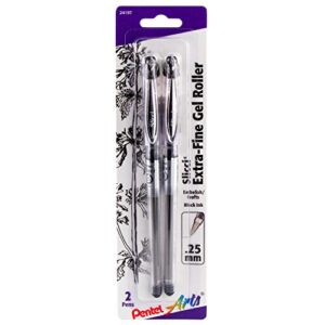 pentel arts slicci extra fine gel pen, black ink 2-pack (bg202bp2a)