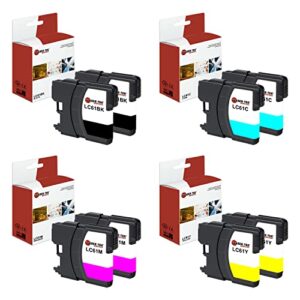 laser tek services compatible ink cartridge replacement for brother lc-61 lc61bk lc61c lc61m lc61y works with brother dcp165c, mfc250c 255cw printers (black, cyan, magenta, yellow, 8 pack)