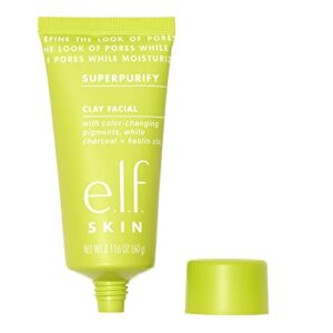 e.l.f. skin superpurify clay facial mask, color-morphing clay mask for refining pores & smoothing skin, reduces excess oil, vegan & cruelty-free