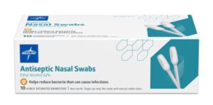 medline antiseptic nasal swabs, reduces 99.99% of bacteria, presaturated, 62% ethyl alcohol, pleasant kiwi scent, individually wrapped, 10 count