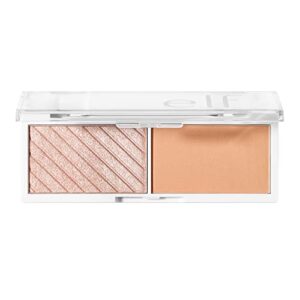e.l.f. cosmetics bite-size face duo, highlighter, bronzer & blush palette, highly pigmented, cantaloupe, 0.049 oz (1.4g), 0.049 ounces