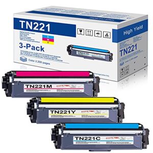 3-pack(1c+1m+1y) compatible tn 221 toner cartridge replacement for brother tn221 tn-221 mfc-9130cw hl-3140cw hl-3170cdw hl-3180cdw mfc-9330cdw mfc-9340cdw printer toner