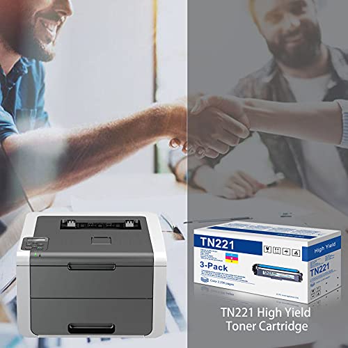 3-Pack(1C+1M+1Y) Compatible TN 221 Toner Cartridge Replacement for Brother TN221 TN-221 MFC-9130CW HL-3140CW HL-3170CDW HL-3180CDW MFC-9330CDW MFC-9340CDW Printer Toner