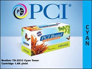 pci brand compatible toner cartridge replacement for brother tn-221c cyan toner cartridge 1.6k yield