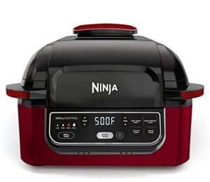 ninja ag302hrd foodi 5-in-1 indoor grill with air fry, roast, bake & dehydrate, red (renewed)