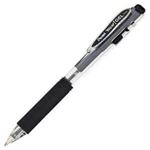 Pentel WOW! Gel Retractable Gel Pen 0.7mm Medium Line Black Ink, Box of 12 (K437-A)