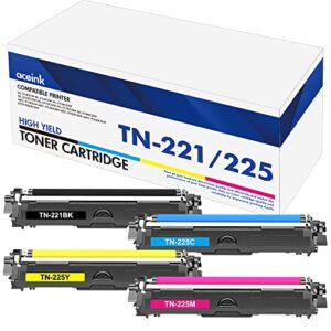 tn221 tn225 tn-221 toner cartridges: compatible replacement for brother tn221bk tn225c tn225m tn225y for hl-3170cdw mfc-9130cw mfc-9340cdw hl-3140cw hl-3150cdw mfc-9330cdw mfc-9140cdn printer (4packs)
