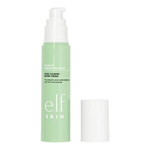 e.l.f. skin blemish breakthrough acne calming water cream, lightweight face moisturizer for fighting acne, contains niacinamide, vegan & cruelty-free