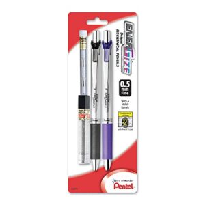 pentel® energize mechanical pencils, 0.5 mm, silver barrel, pack of 2