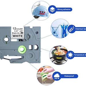 TZe-221 Laminated Label Tape Compatible for BRO TZe221 TZe 221 Black on White 4 Pack 0.35" x 26.2 Feet(9mm x 8m) for P-Touch PT-D200 PT-D210 PT-7600 PT-E300 PT-D400 Label Makers