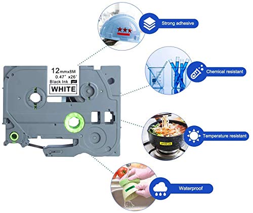 TZe-221 Laminated Label Tape Compatible for BRO TZe221 TZe 221 Black on White 4 Pack 0.35" x 26.2 Feet(9mm x 8m) for P-Touch PT-D200 PT-D210 PT-7600 PT-E300 PT-D400 Label Makers