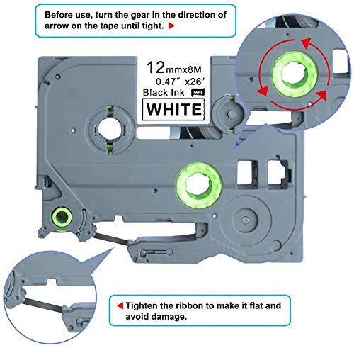 TZe-221 Laminated Label Tape Compatible for BRO TZe221 TZe 221 Black on White 4 Pack 0.35" x 26.2 Feet(9mm x 8m) for P-Touch PT-D200 PT-D210 PT-7600 PT-E300 PT-D400 Label Makers