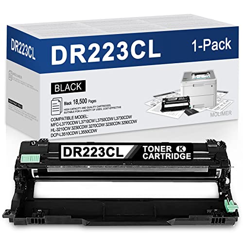 MOLIMER DR-223CL Black Drum Unit 1 Pack DR223CL DR-223CL Compatible Replacement for Brother DR223CL Drum MFC-L3770CDW MFC-L3710CW MFC-L3750CDW MFC-L3730CDW HL-3210CW HL-3230CDW Printer